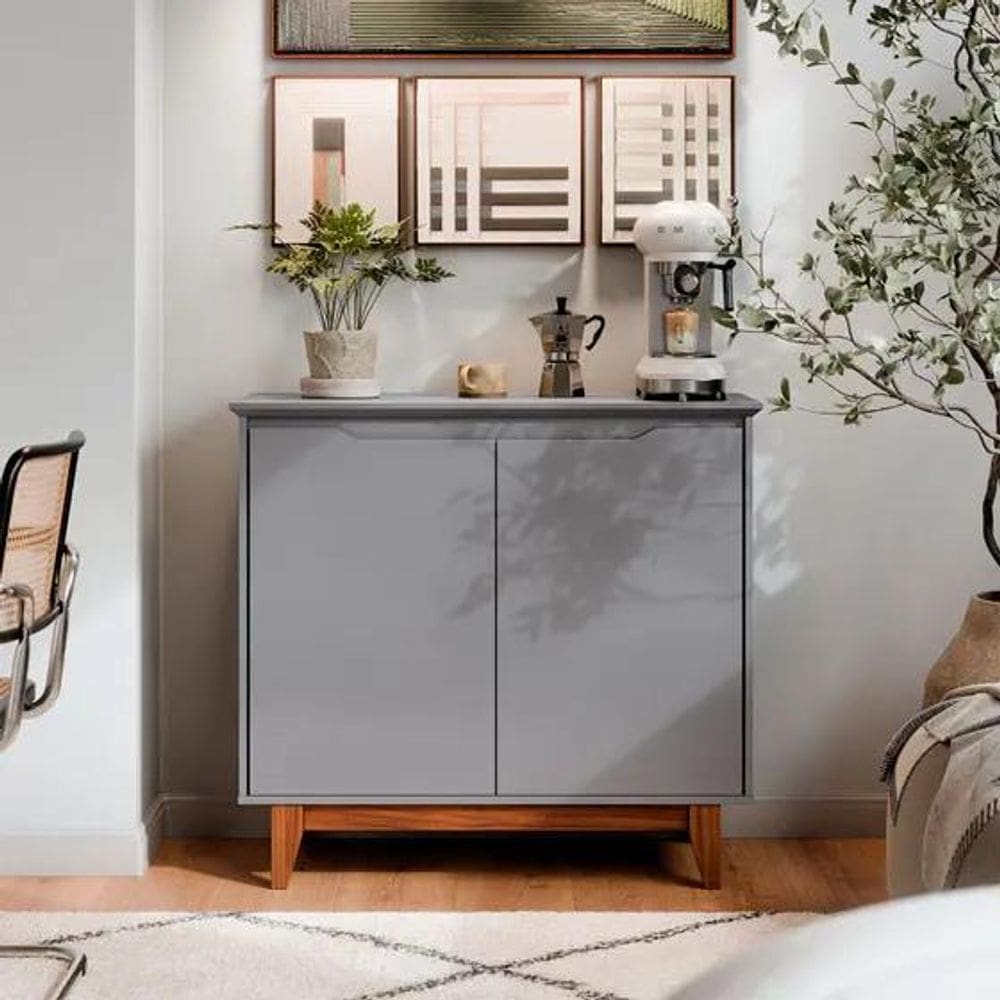 Aparador buffet balcão 2 com gaveta portas Gucci cinza