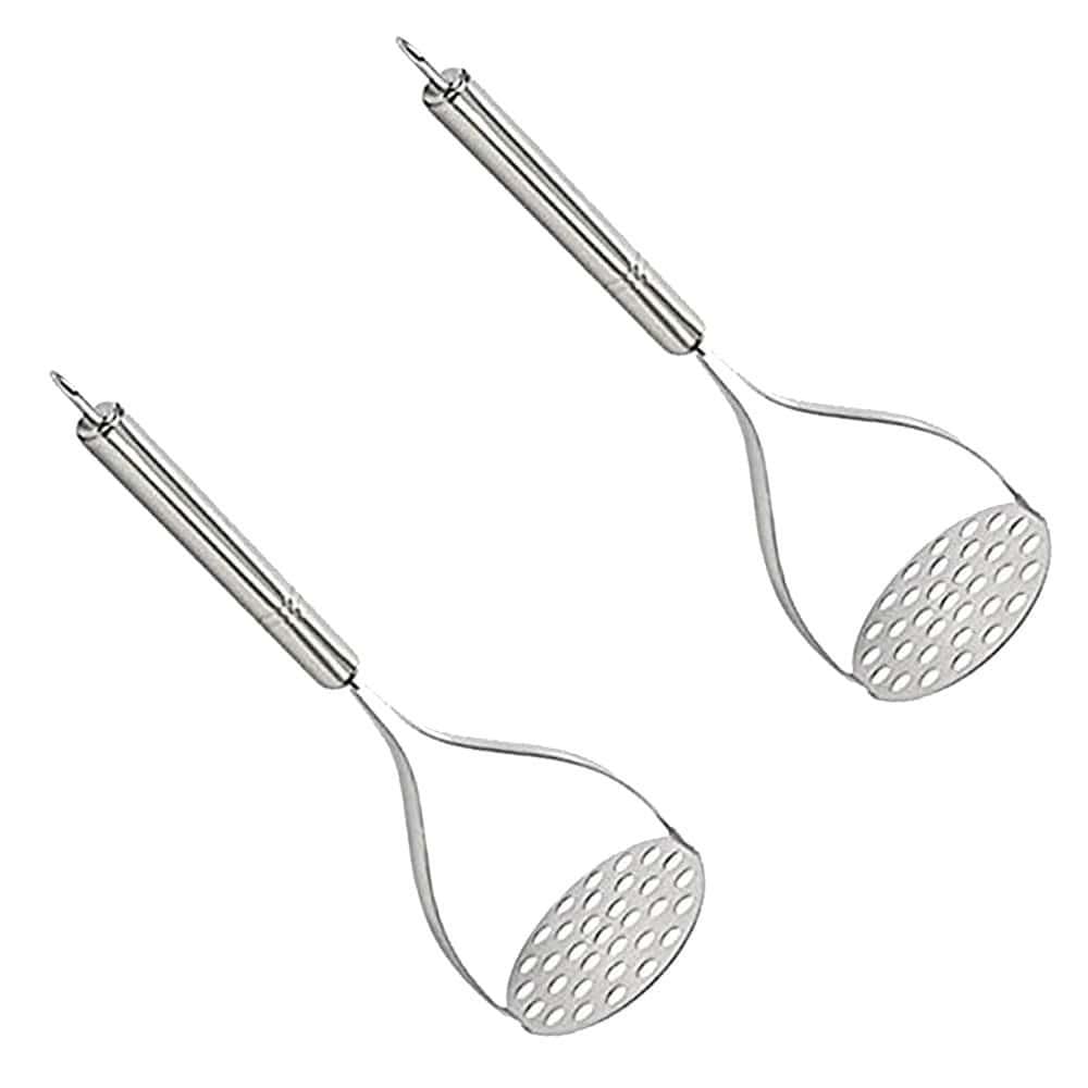 Kit 2 Amassador Espremedor De Batatas Purê Inox Cabo