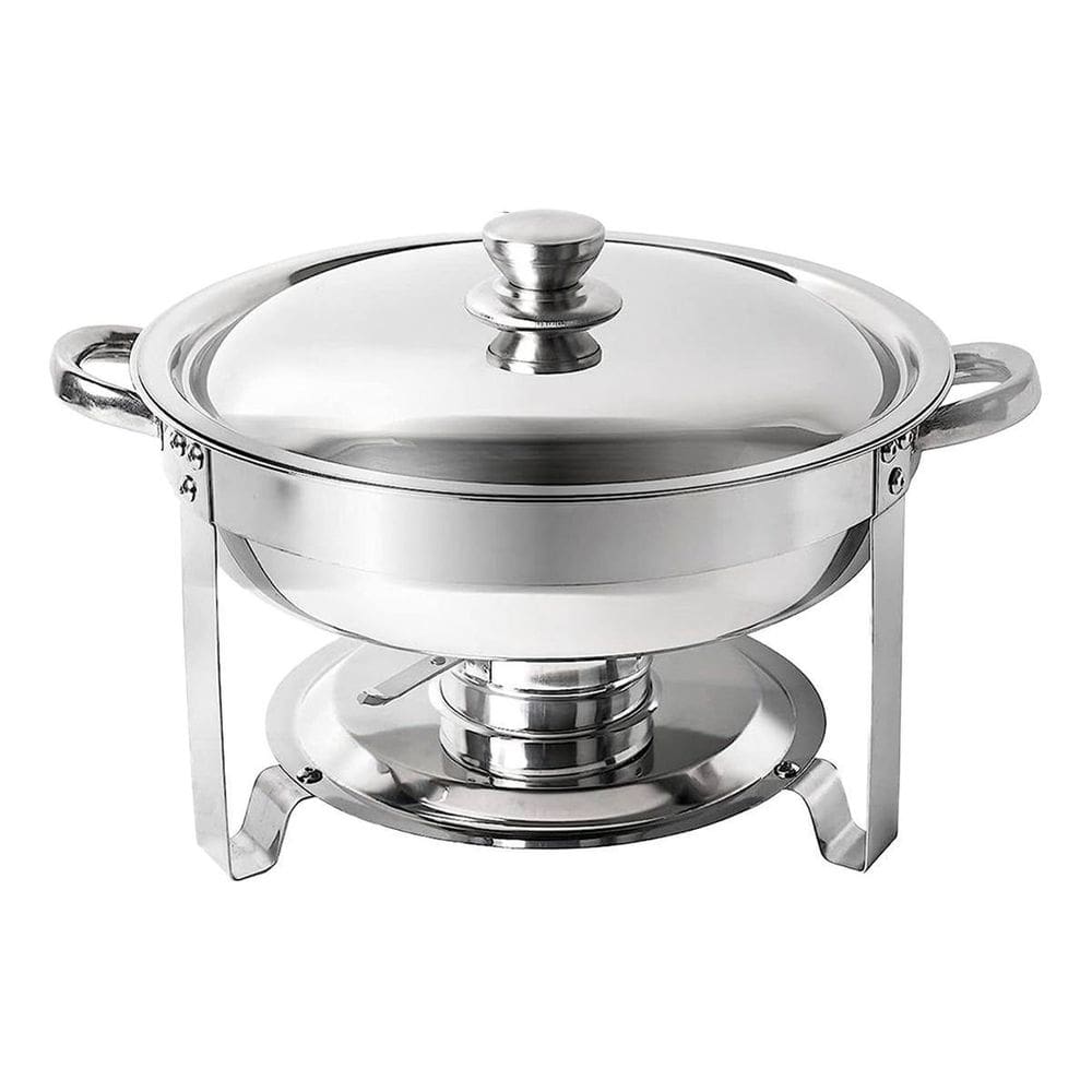 Rechaud Redondo 4L Inox com Cuba Comida, Água e Tampa