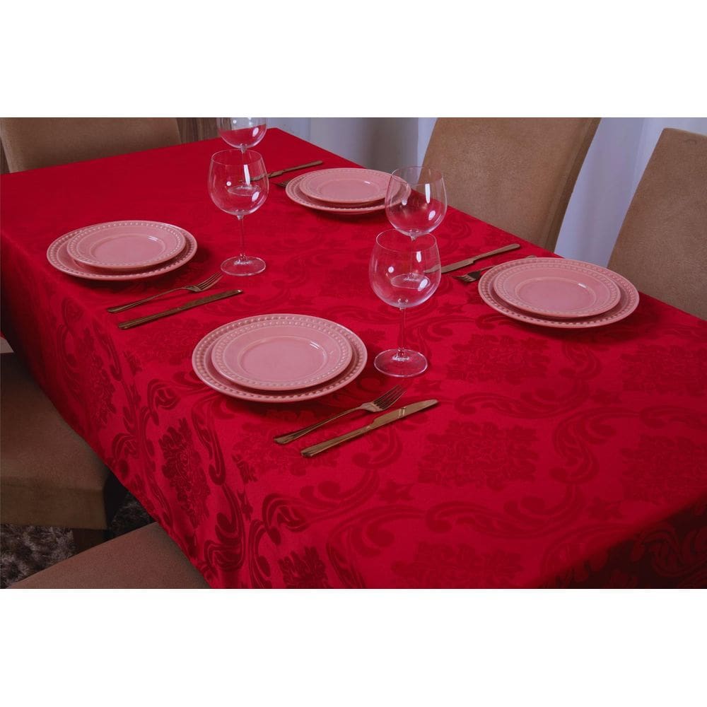 Toalha Mesa Quadrada Jacquard Vermelha 1,35x1,50
