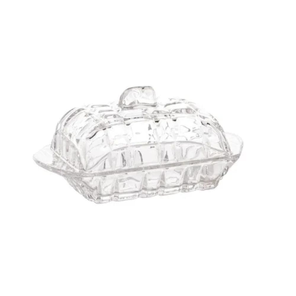 Manteigueira De Vidro Transparente 16,9X10X8Cm