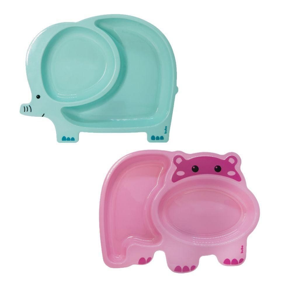 Kit 2 Pratos Infantil Introdução Alimentar Divisórias