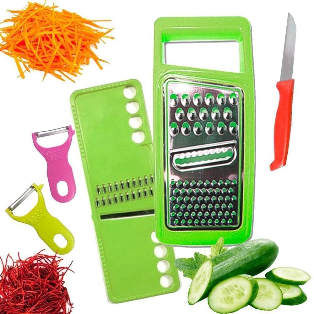 Kit Cozinha Com Ralador Faca Aço Inox