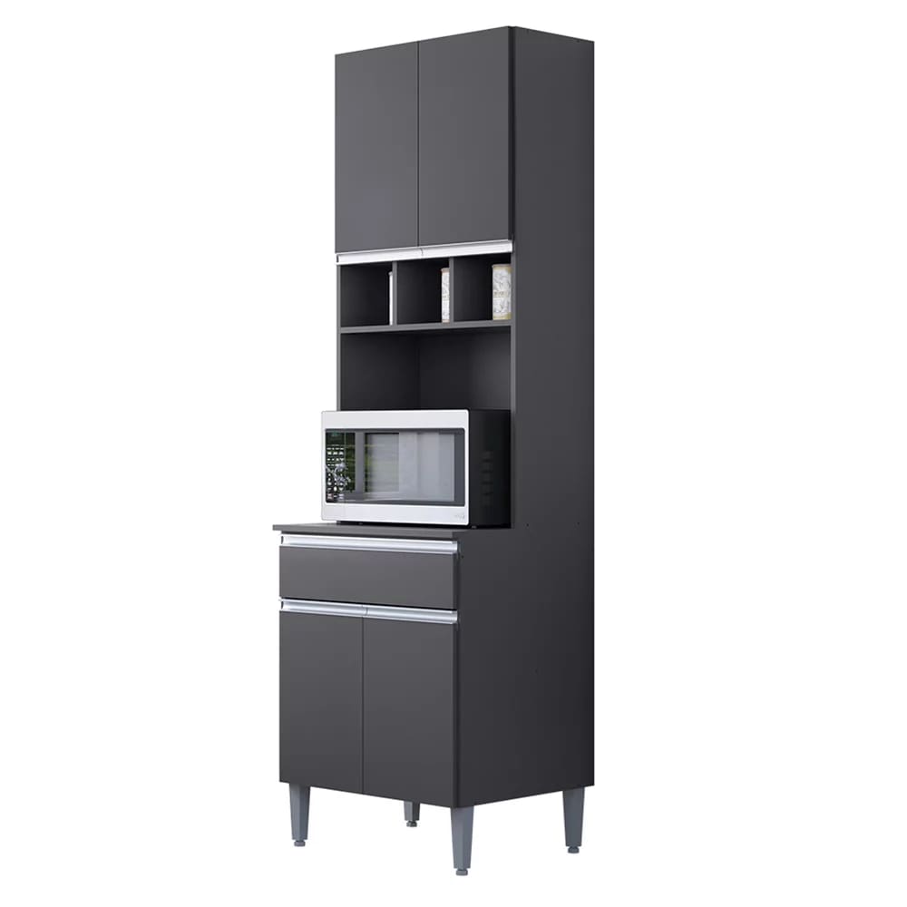 Paneleiro Torre Quente 4 Portas com Adega Débora Cinza - Pallazio