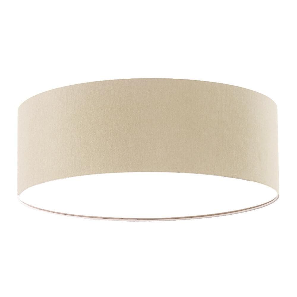 Plafon Redondo Cúpula Tecido 50x15 Cáqui 3 Lâmpadas LED