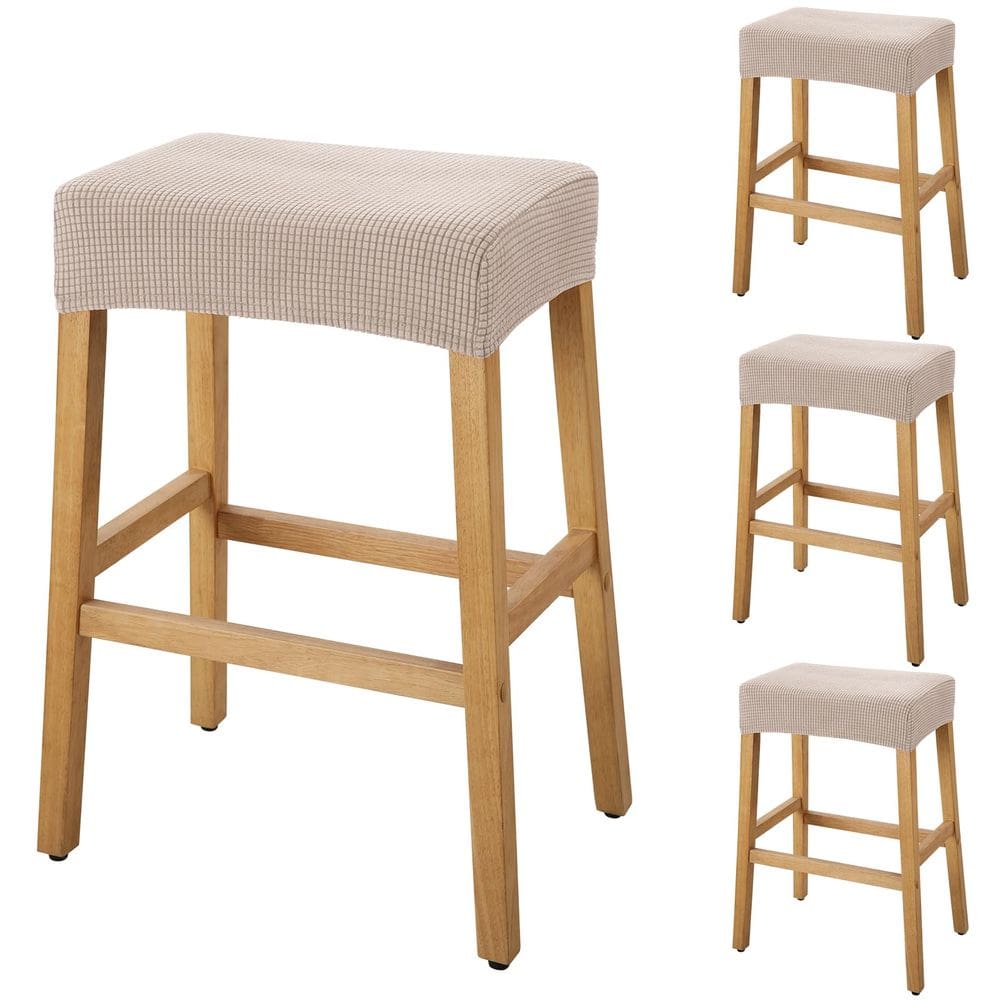 Capas de banco YISUN retangulares impermeáveis, pacote com 4 unidades de couro cáqui PU