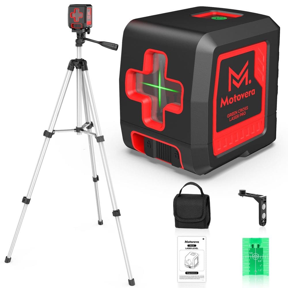 Nível de laser Motovera LL-T2 Green Cross Line 30m com tripé