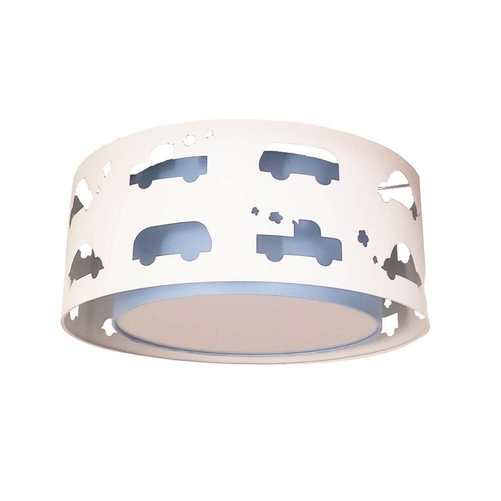 Luminária Infantil Plafon Carrinhos Azul Bebê 50X16