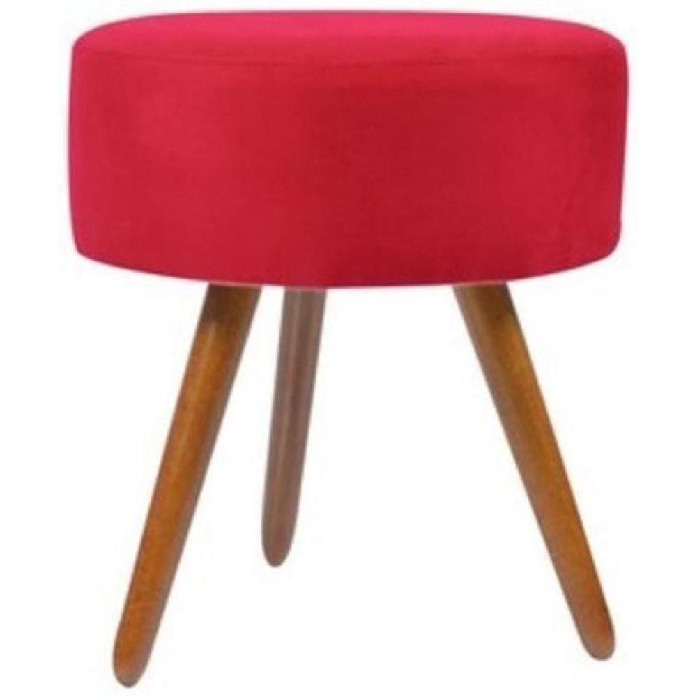 Puff Para Sala E Hall De Entrada Redondo Vermelho