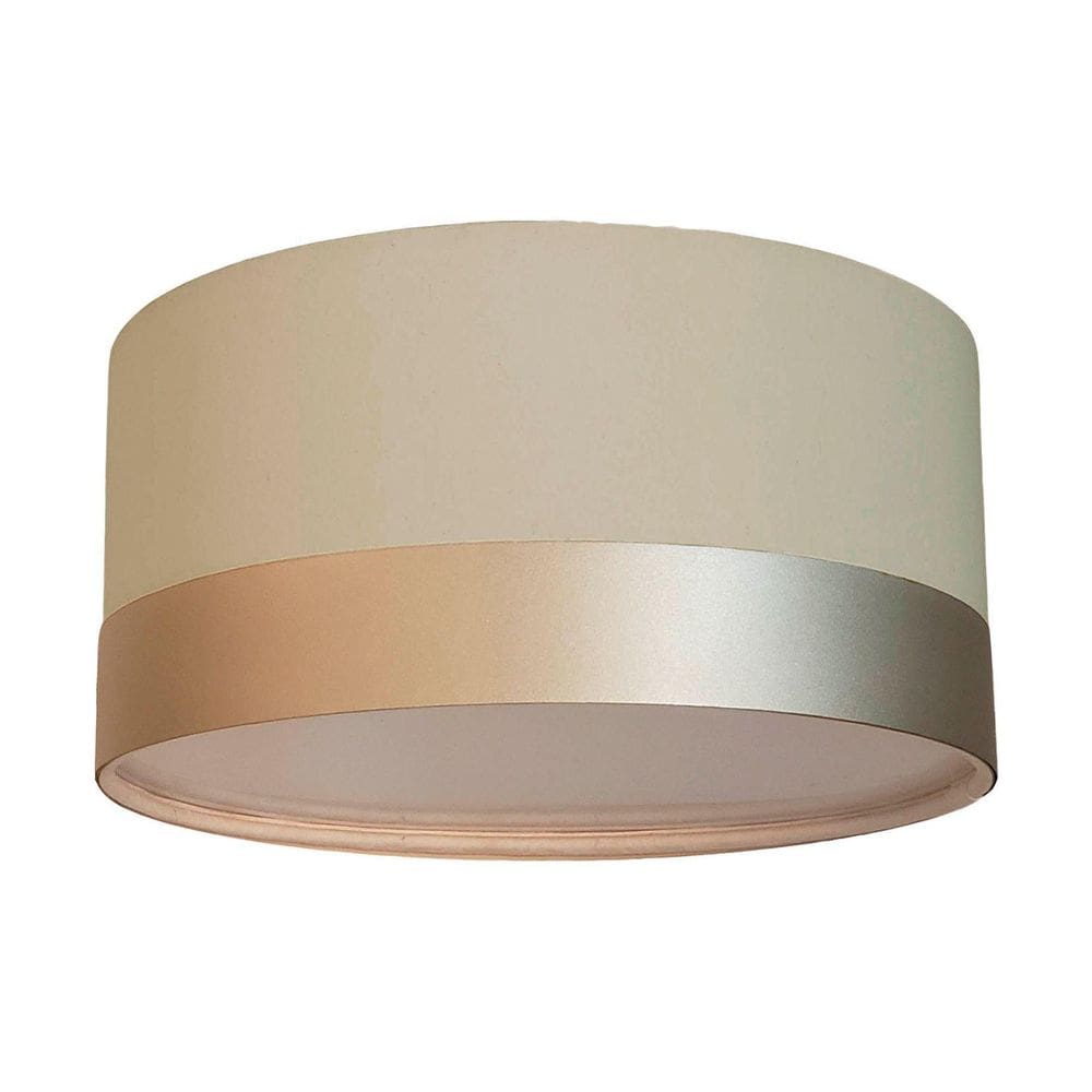 Luminária Plafon Cúpula Cáqui Com Detalhe Bronze 30X15