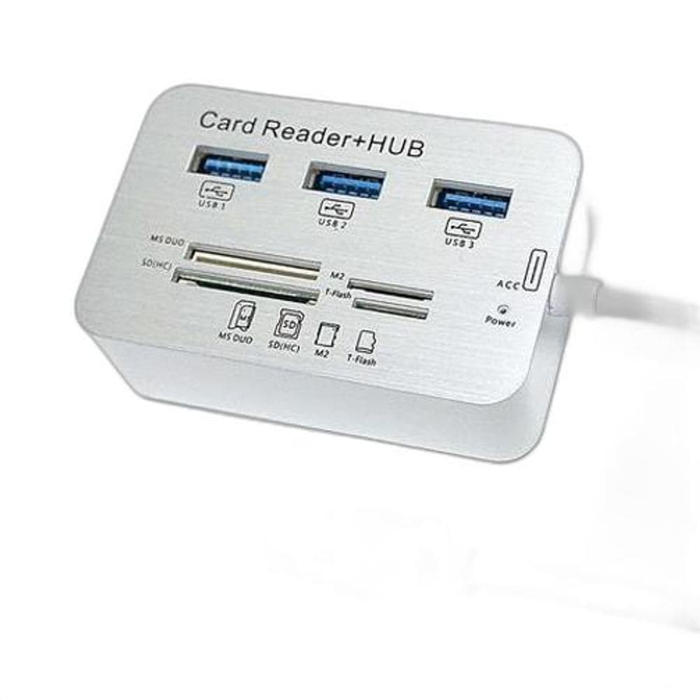 Hub Usb Extensor 3 Portas Leitor De Cartão Cinza Jc-U-Combo