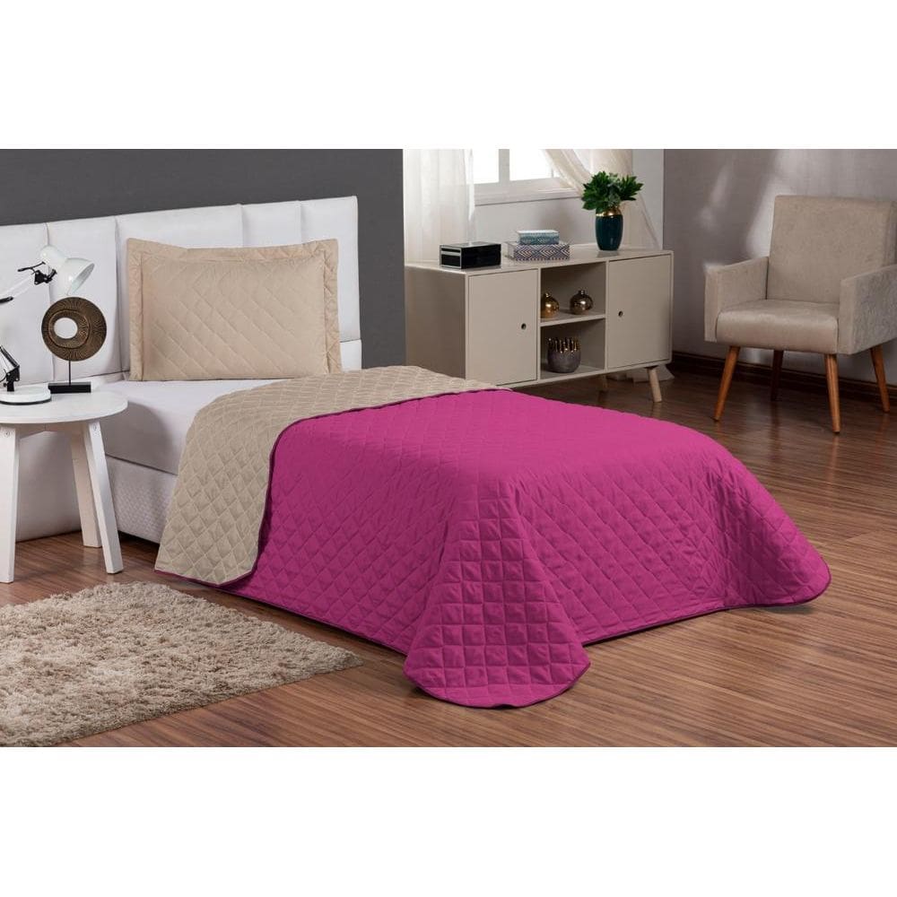 Conjunto Cobre Leito Solteiro Menina 3 Peças Pink/Caqui