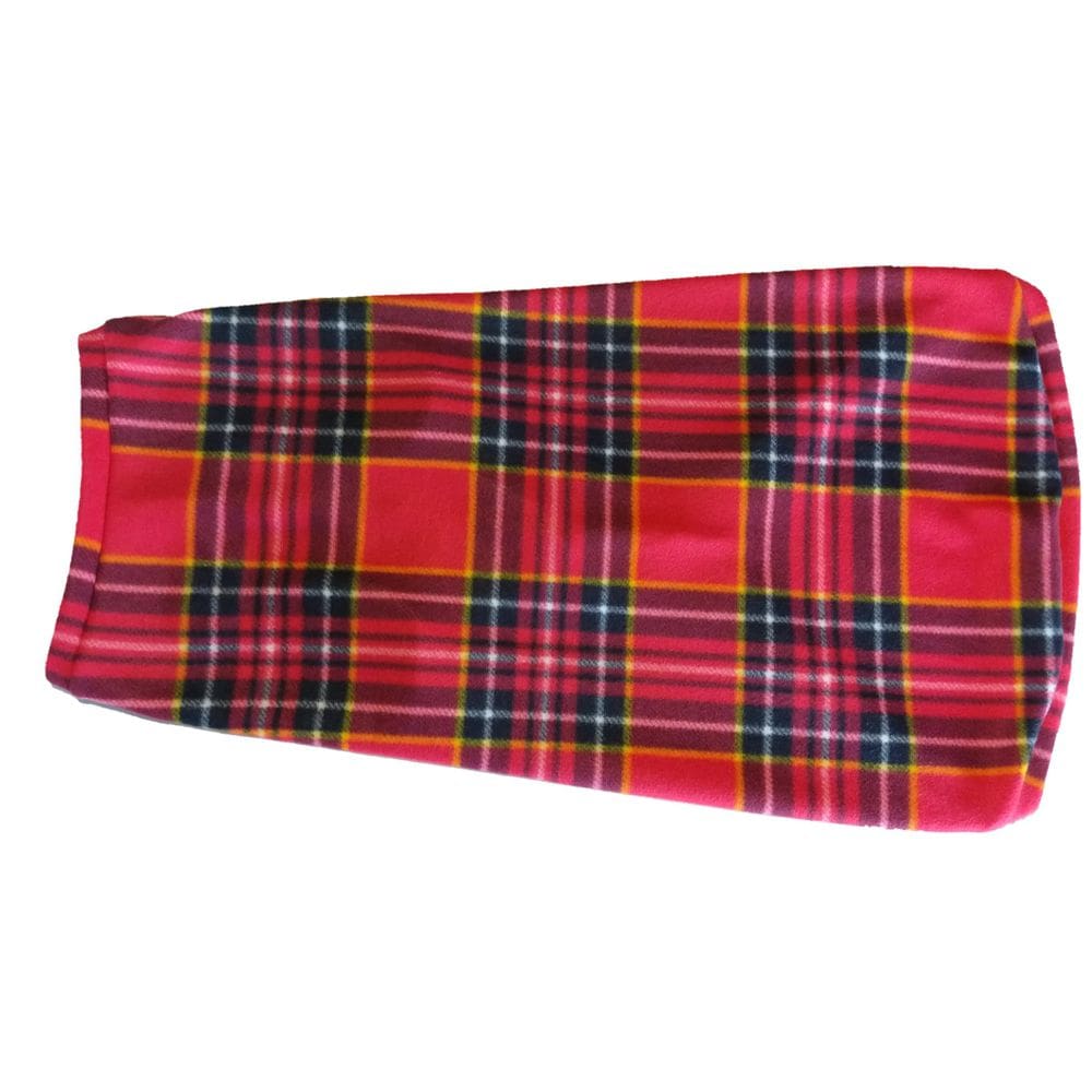Roupa capa soft para cachorro vermelho xadrez tamanho M