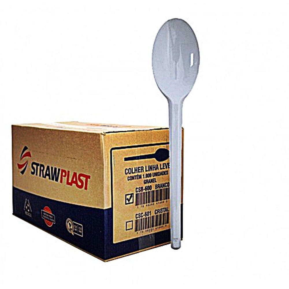 Colher Sobremesa Branco C/1000 Strawplast 1Cx