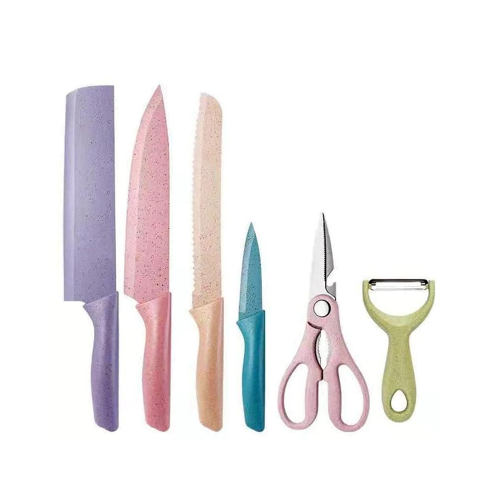 Jogo De Faca Cortador Tesoura Colorida Para Cozinha Gourmet