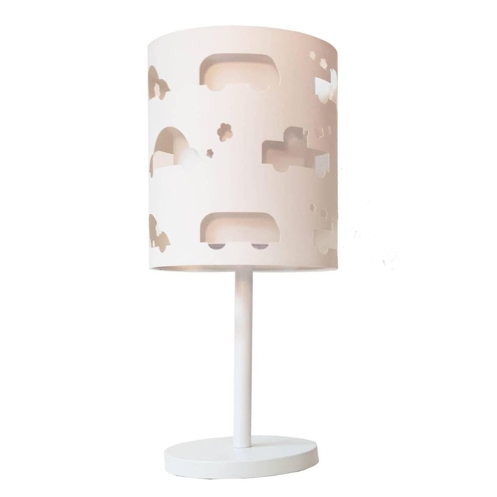 Abajur Infantil Carrinhos Base Branca 20X41 Branco