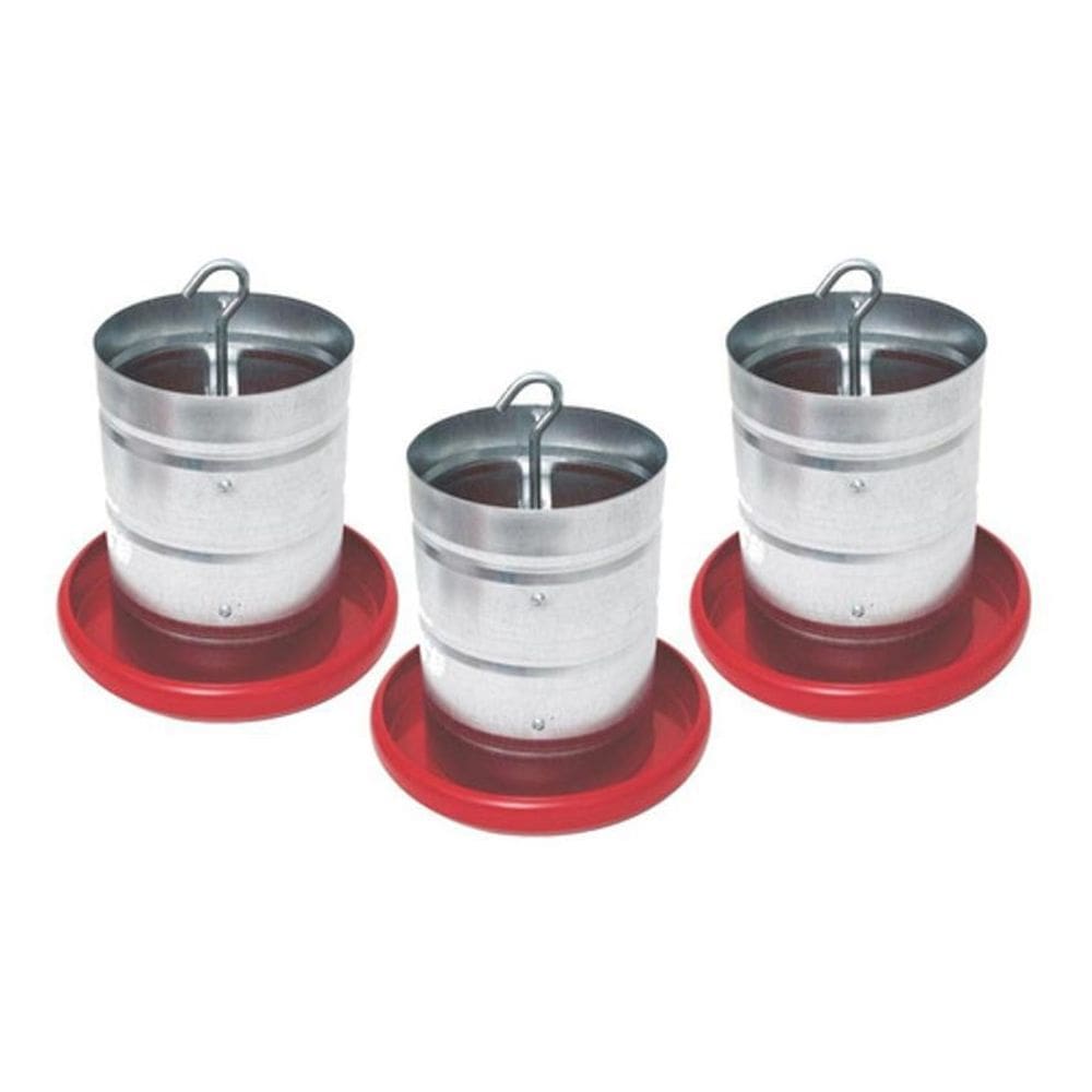 Kit 3 Comedouro Galvanizado 5Kg Prato Plástico Para Aves