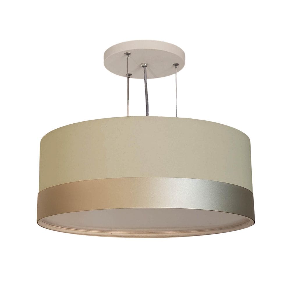 Lustre Pendente Cúpula Tecido 30cm Tom Luz - Cáqui