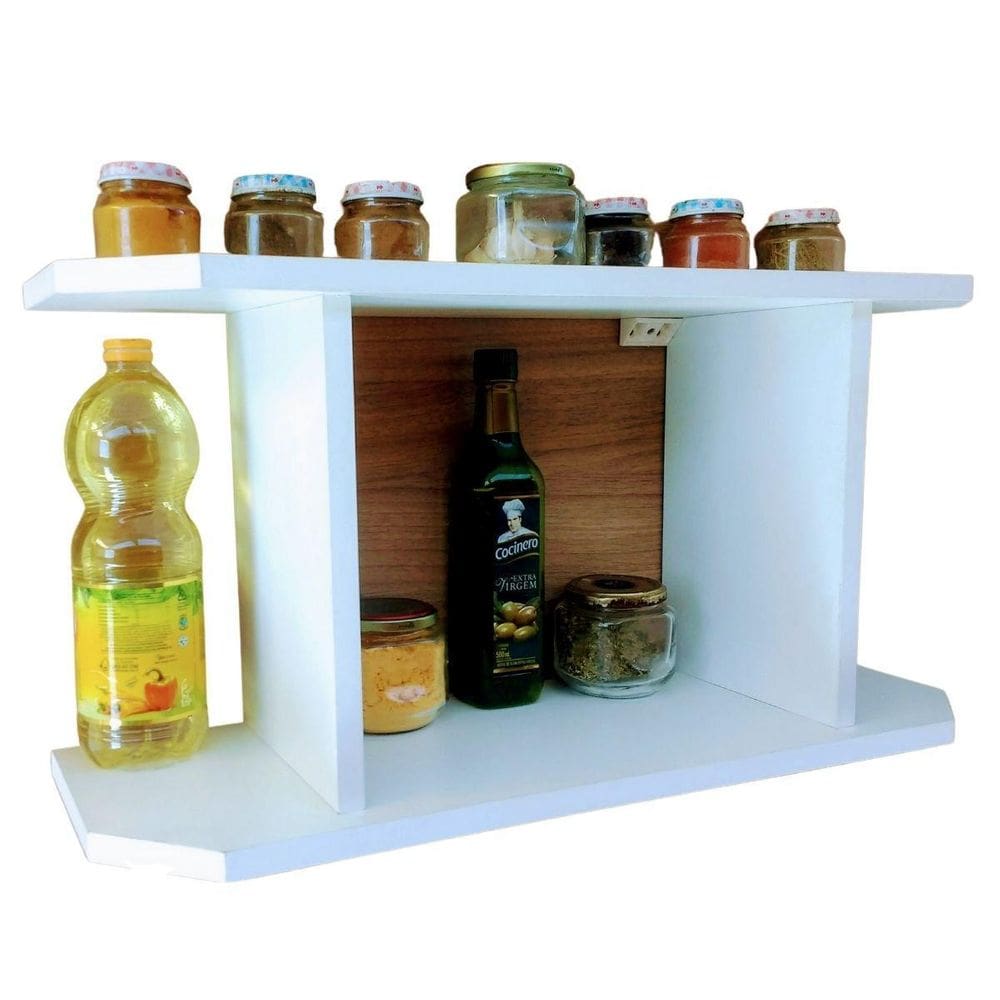 Nicho Organizador Para Cozinha Porta Temperos Potes Mdf 52Cm