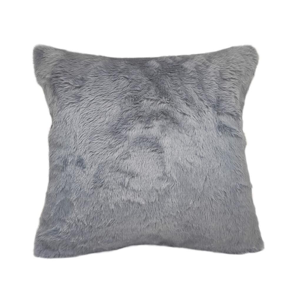 Almofada De Pelo Pelúcia Pelo Curto Luxo Cinza