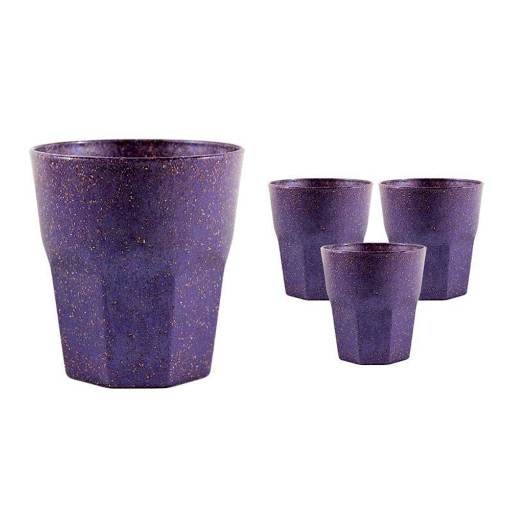 Kit 4 Copos Mini Roma Fibra Madeira Lilás 300Ml