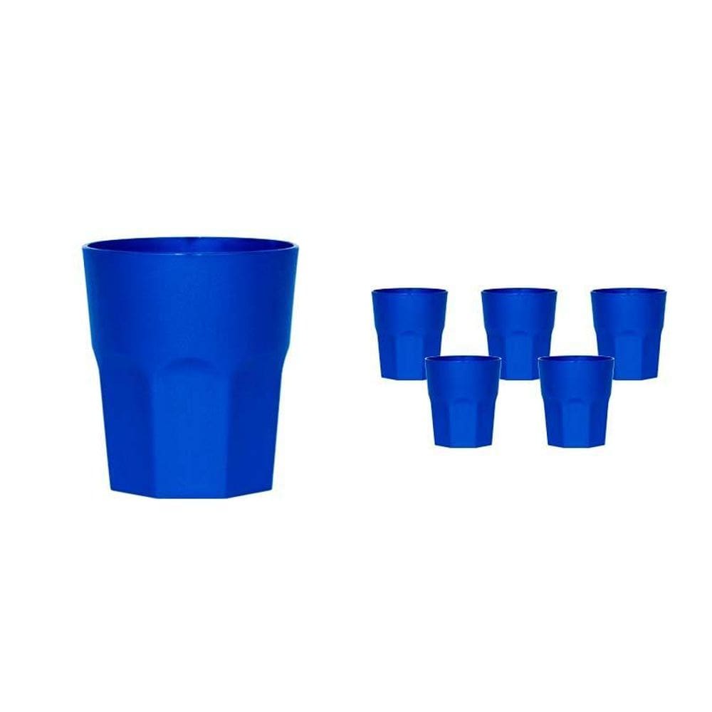 Kit 6 Copos Mini Roma Azul 300Ml Plástico Premium