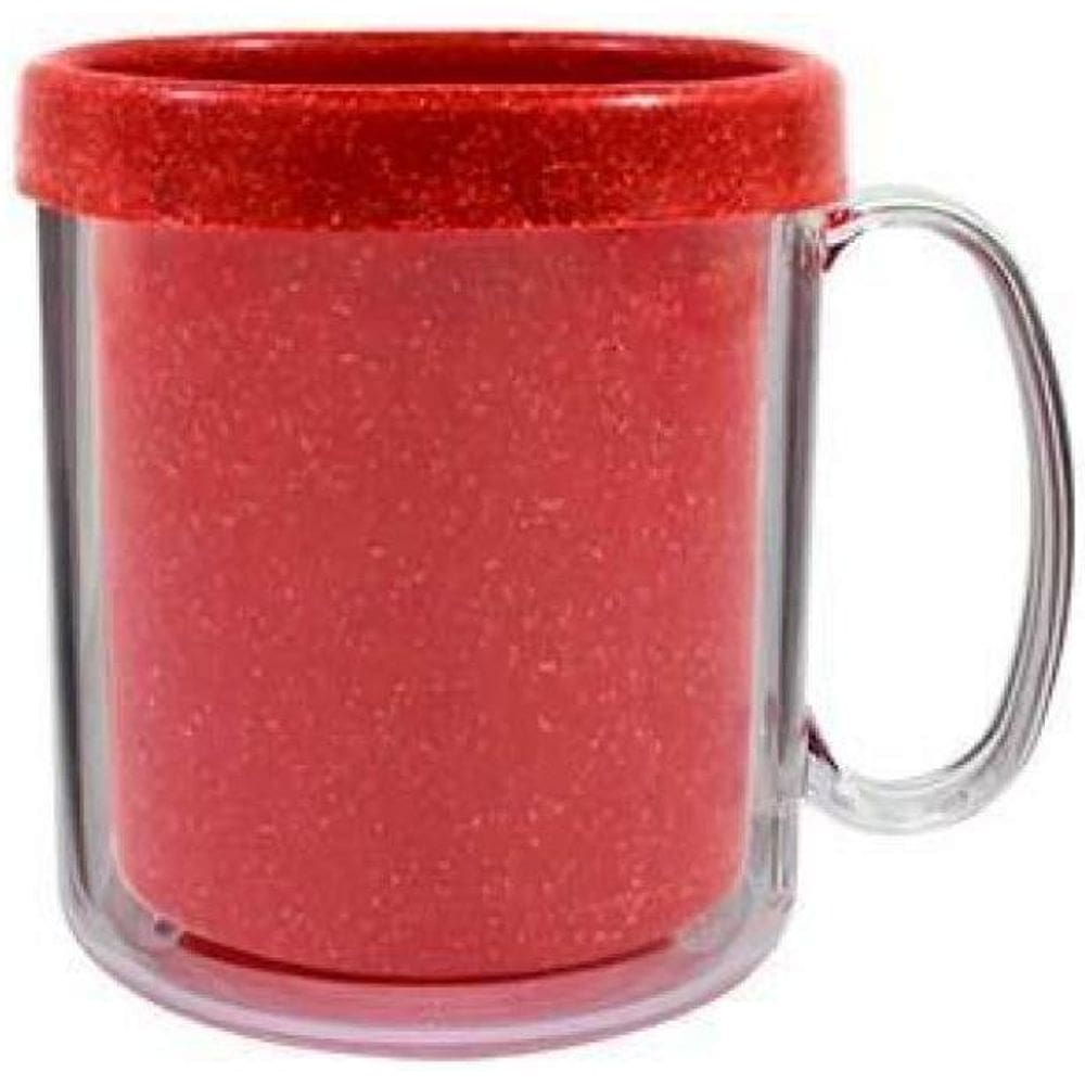Kit 2 Canecas Térmica Cristal 300Ml Fibra Madeira Vermelho