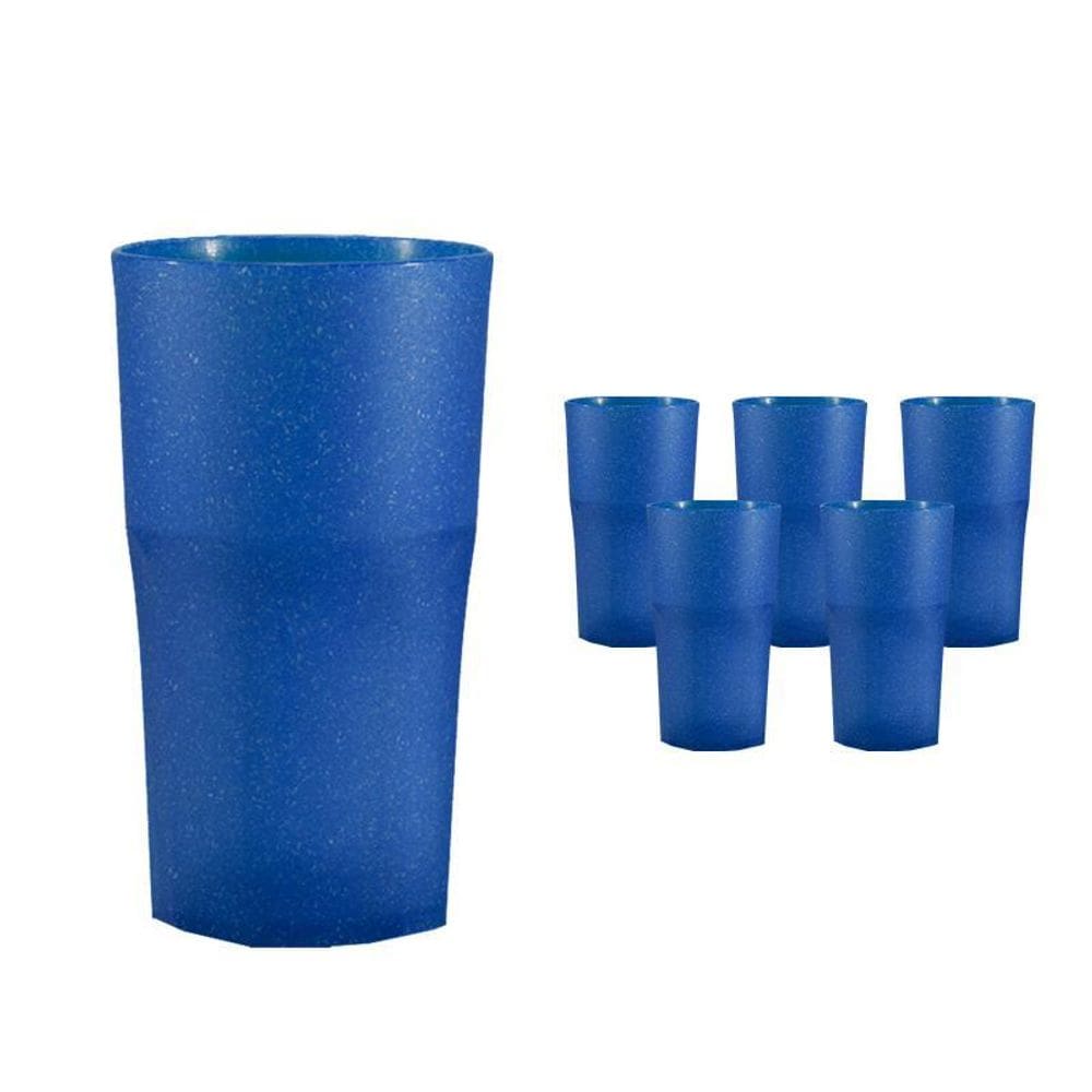 Kit 6 Copos Roma Fibra Madeira Green Colors Azul 360Ml