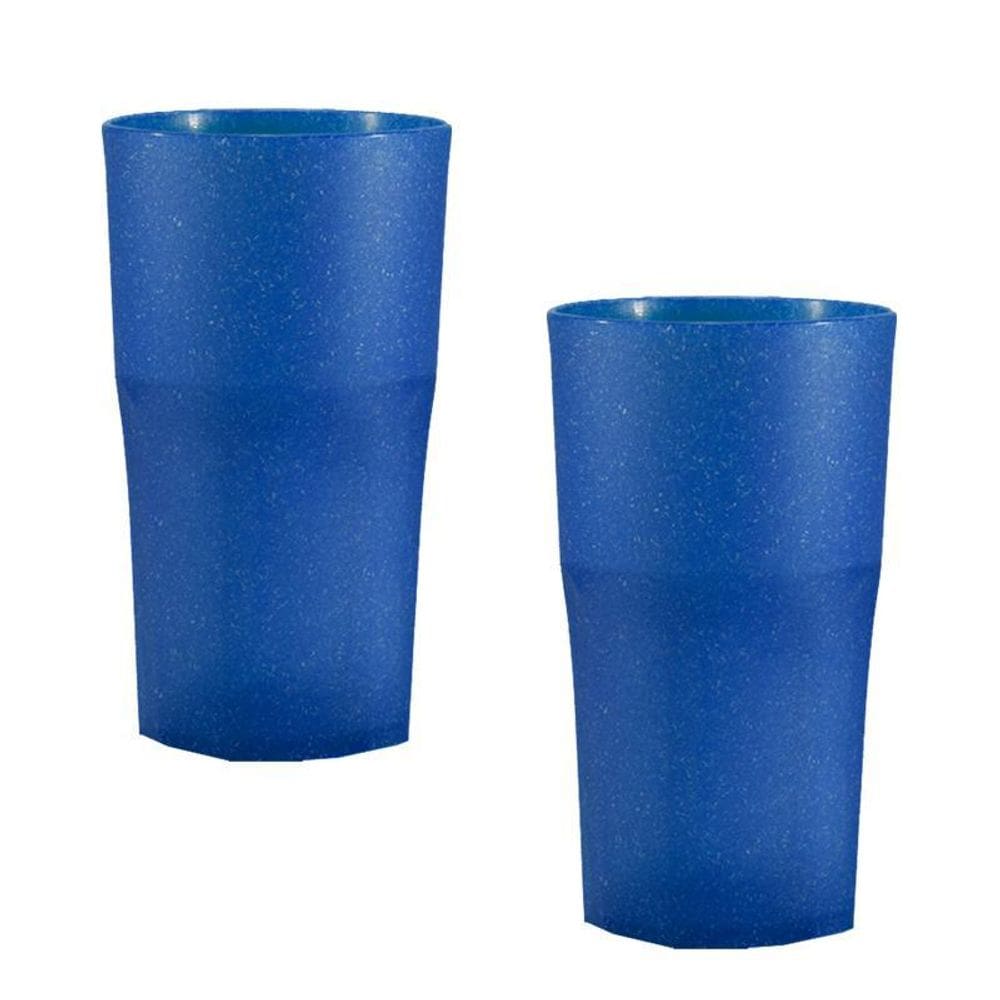 Kit 2 Copos Roma Fibra Madeira Green Colors Azul 360Ml