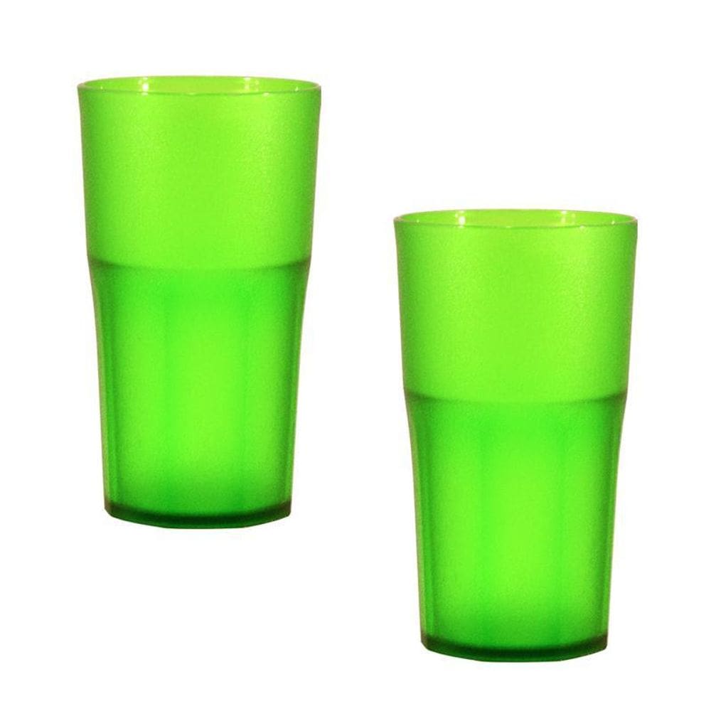 Kit 2 Copos Roma Cristal Verde Neon 370Ml Plástico