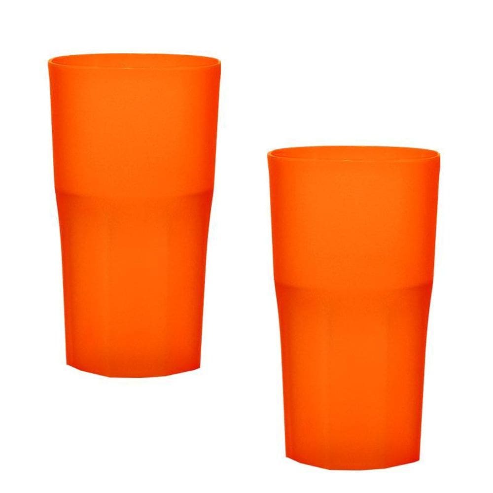 Kit 2 Copos Roma Laranja Neon 360Ml Plástico Premium