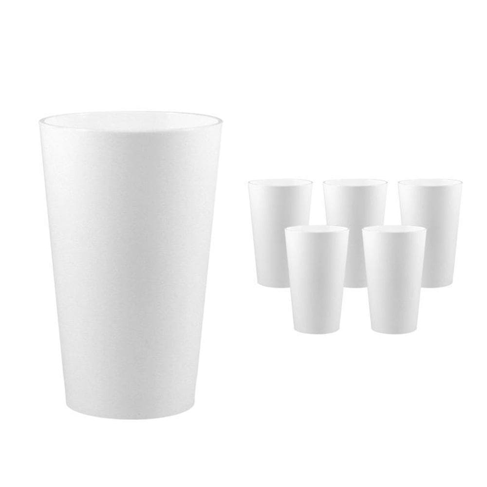 Kit 6 Copos Cancun Branco 320Ml Plástico Premium