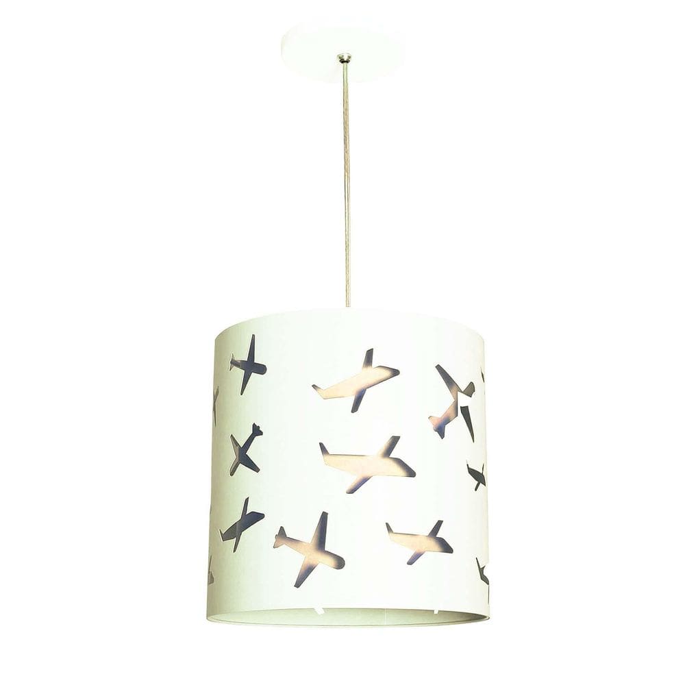 Lustre Infantil Tom Luz Pendente Aviões Crú 25x25cm
