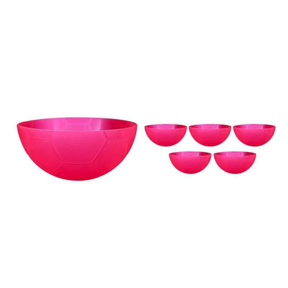 Kit 6 Petisqueira Futebol Rosa Neon 240Ml Plástico
