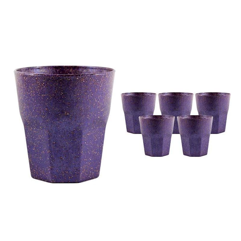 Kit 6 Copos Mini Roma Fibra Madeira Lilás 300Ml