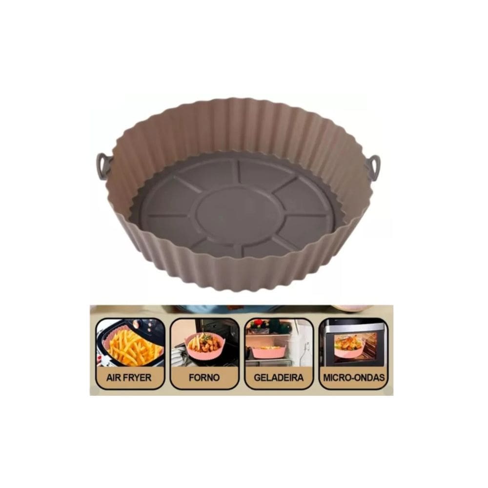 Forma De Silicone Assadeira Para Air Fryer Microondas Forno Com Alça Alta Proteção Premium