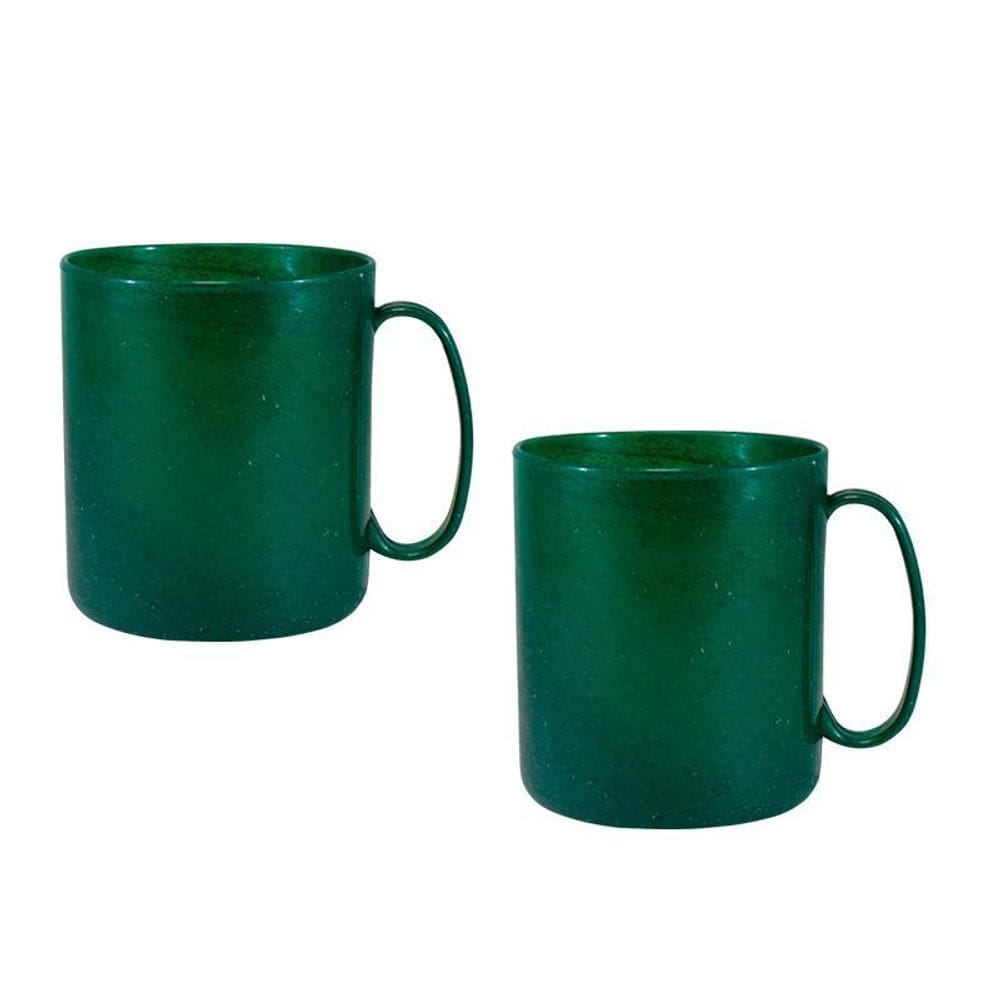 Kit 2 Canecas Redonda Fibra Madeira Verde 400Ml