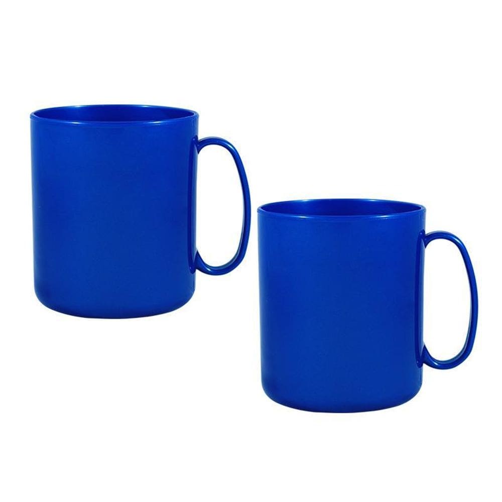 Kit 2 Canecas Redonda Azul 400Ml Plástico Premium