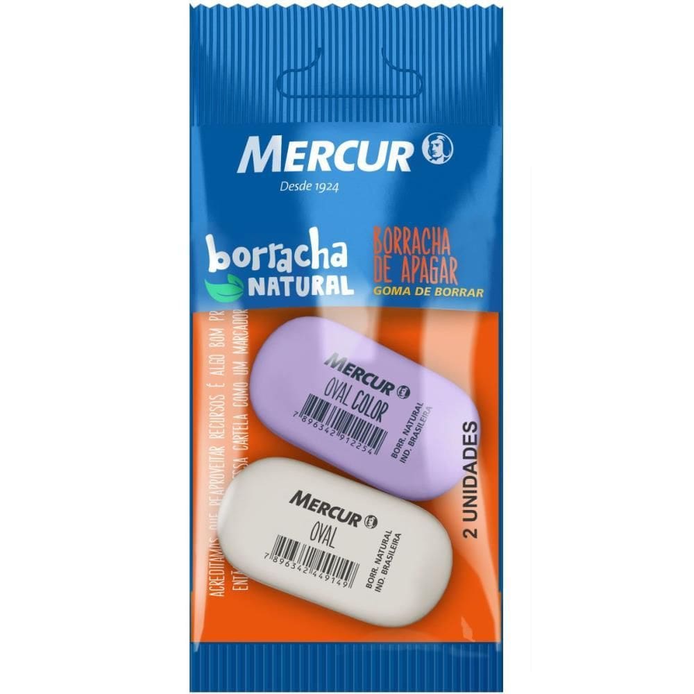 Borracha Colorida Pull Pack Oval 1 branca / 1 lilás - Mercur