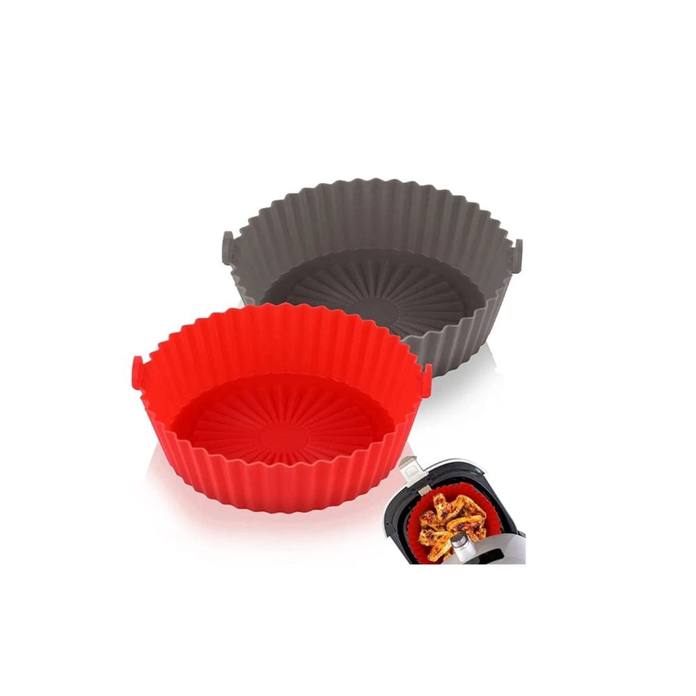 Kit 2 Formas De Silicone Assadeira Para Air Fryer Microondas Forno Com Alça Alta Proteção Premium
