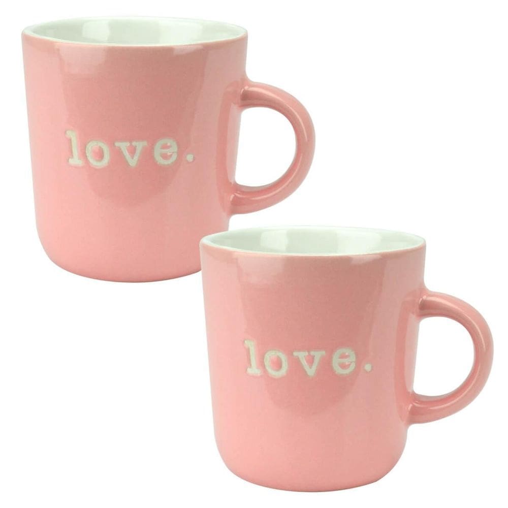 Kit 2 Canecas De Porcelana Love Rosa 170Ml Lyor