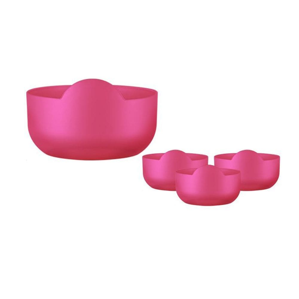 Kit 4 Super Bowl Rosa Neon 475Ml Plástico Premium