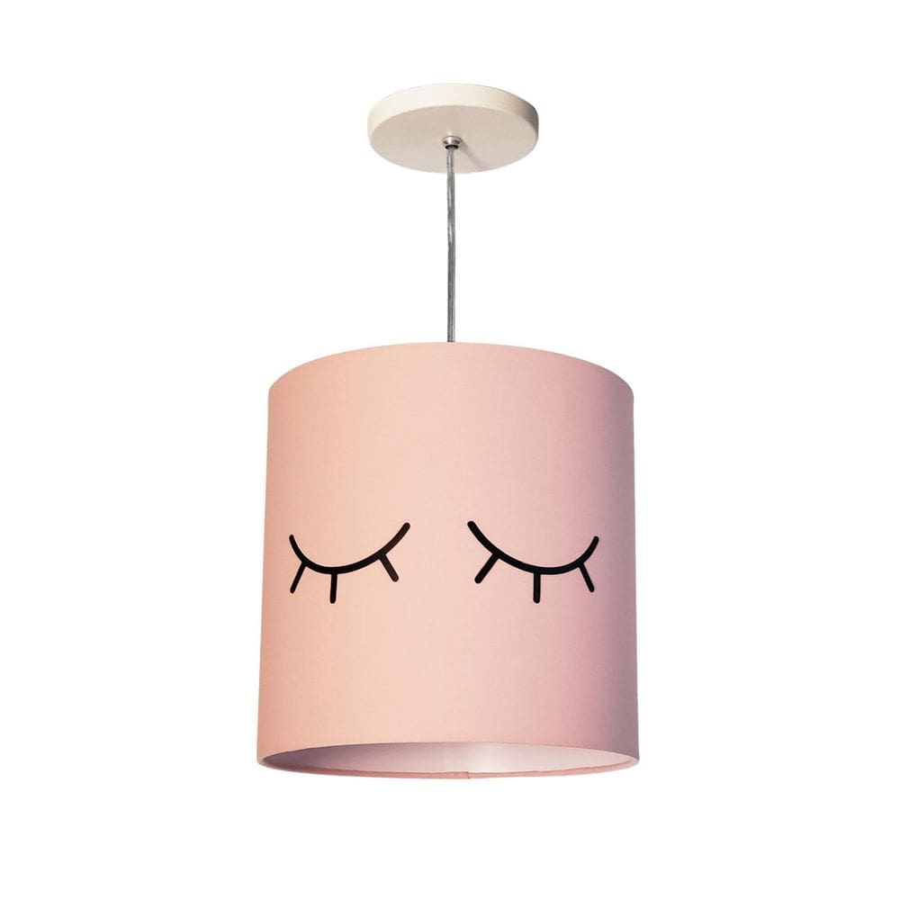 Luminária Pendente Infantil Olhinho 25x25 Rosa-bebê