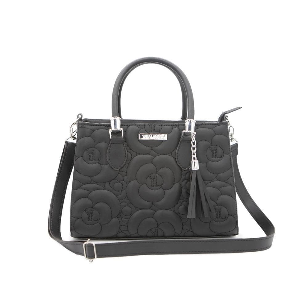 Bolsa Feminna Cor Preta Bordado Flor