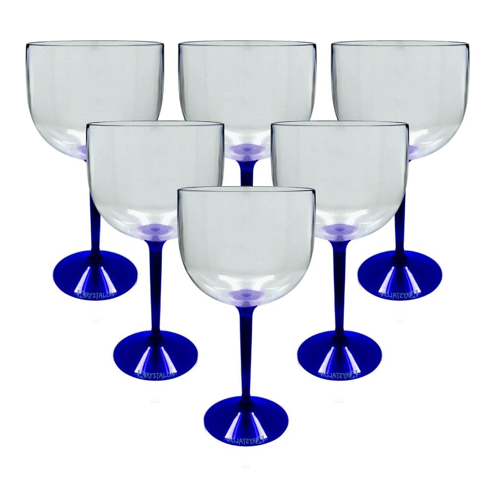 Kit 6 Taças Bicolor Acrílico 550 ml Base Azul