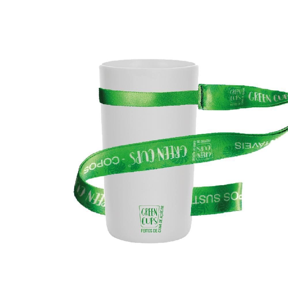 Kit 6 Copos Eco Branco Com Cordão Green Cups 280 Ml