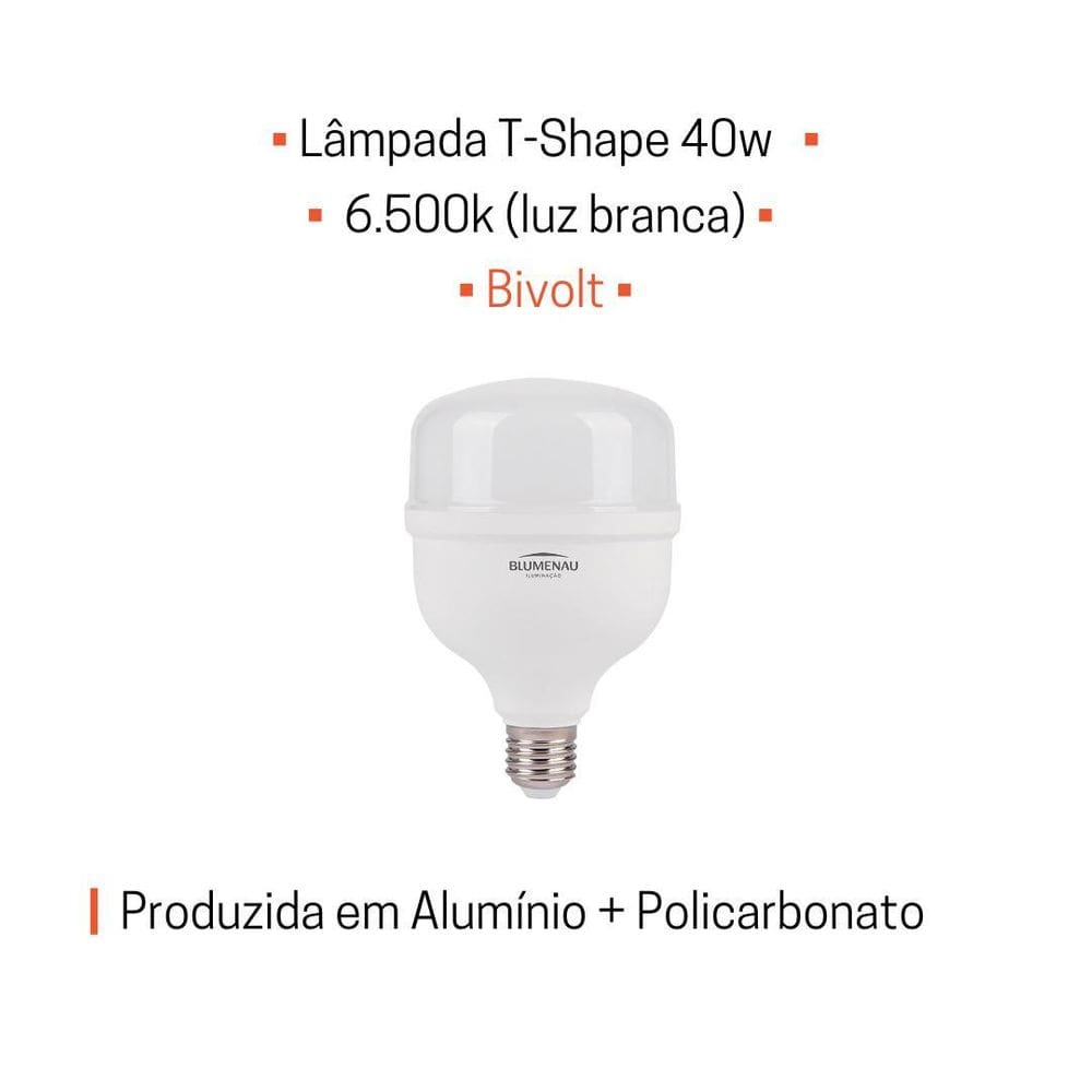 Lampada Led Bulbo Alta Potencia 40W Branca 6500K Blumenau