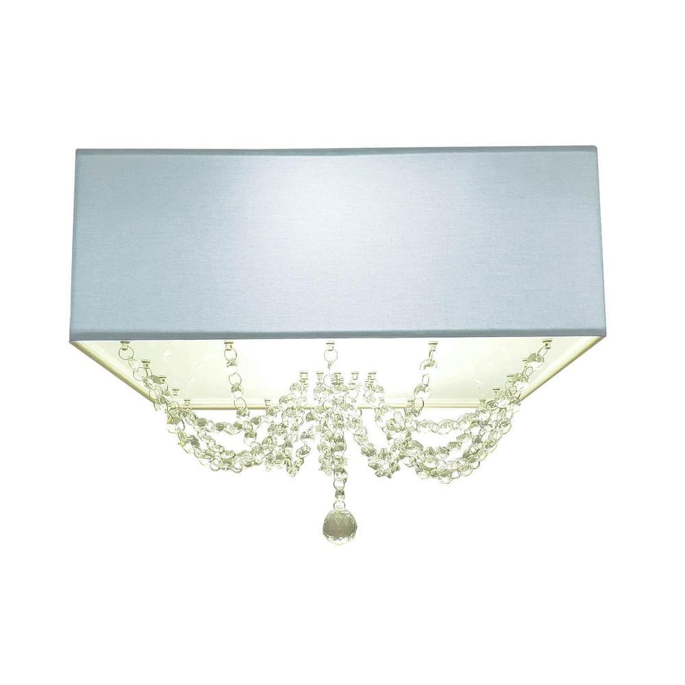 Luminária Plafon Com Cristais 40X40X15 Quadrada Cor: Azul