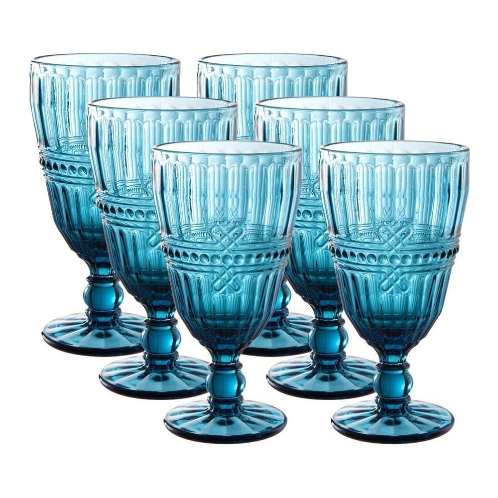 Jogo Taças Em Vidro Fratello 330Ml 6 Peças Azul L`Hermitage