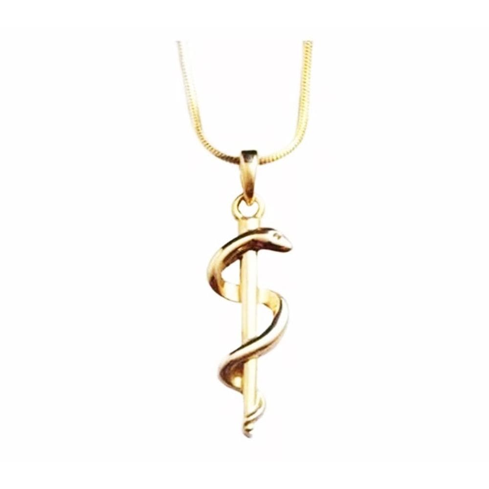 Colar Cordão Medicina Enfermagem Folheado Ouro 18k